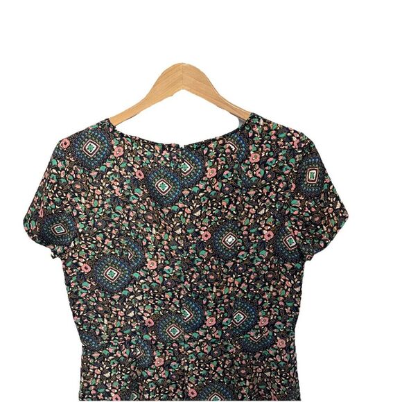 J Crew Flutter Sleeve Dress H5402 Medallion Print Multicolor Size 10 Boho Chic - Picture 6 of 10